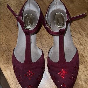 Joyfolie Burgundy T-Strap Dress Shoes